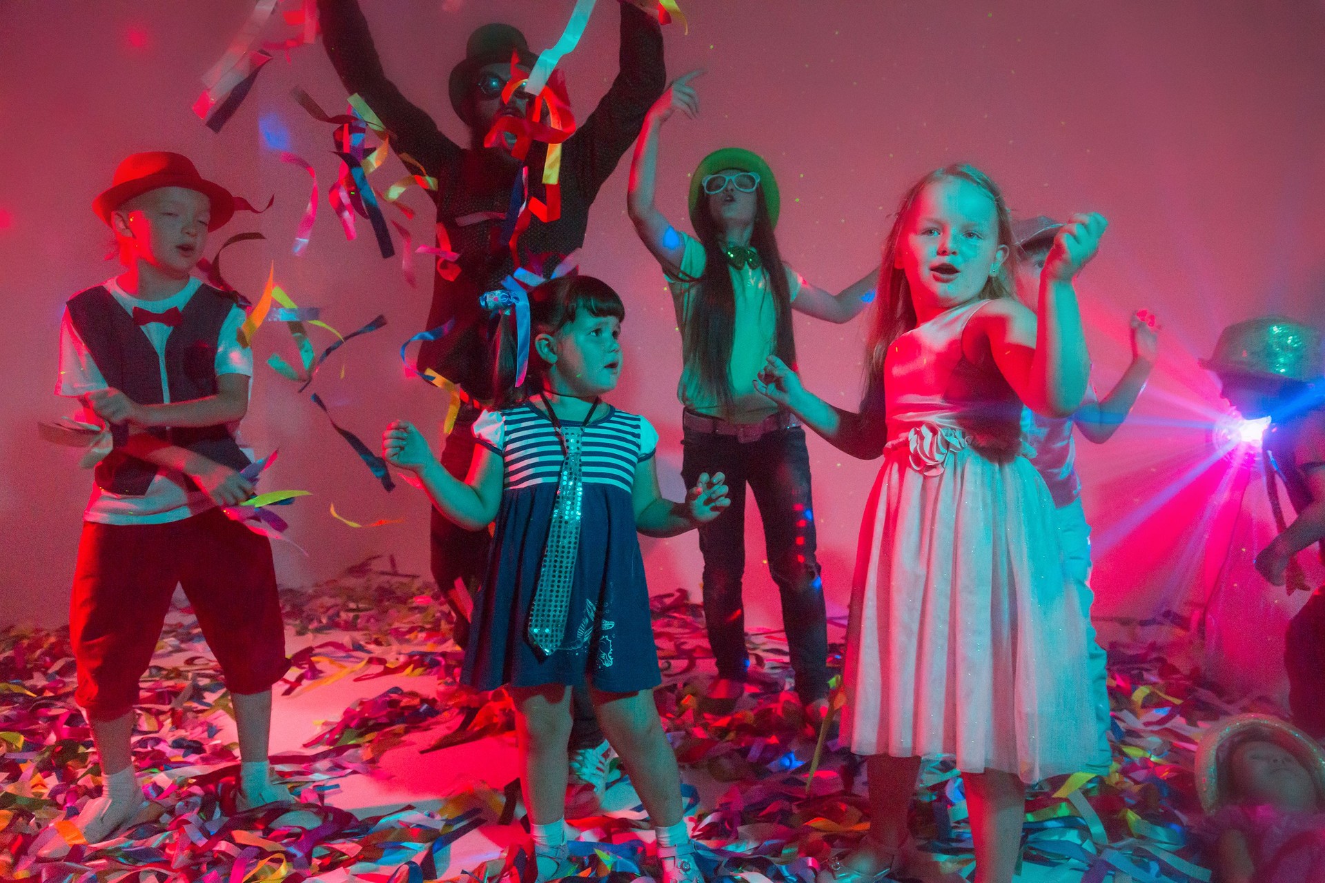 Funny Children and Adults Dancing At Disco